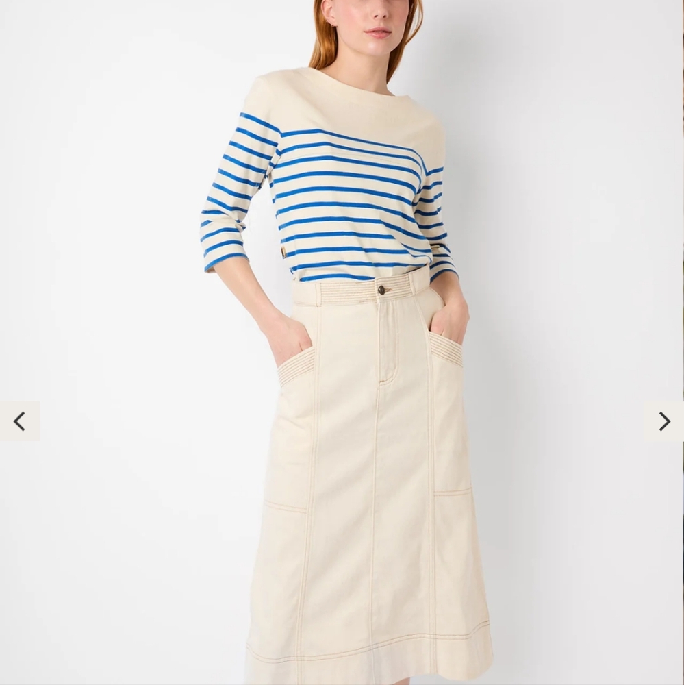 Wyse London: Cara Denim Skirt - Ecru Size 4; Pre-owned